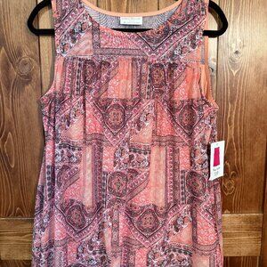 NWT Bobbie Brooks Sheer‑Yoke Tank Top Size Medium